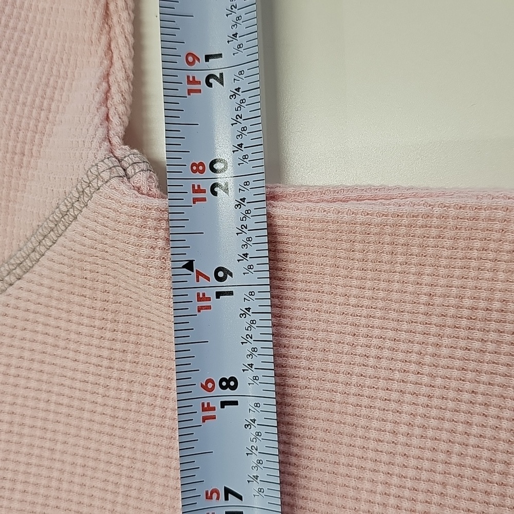 Vtg Y2K Fitigues Light Pink, Long Sleeve Waffle Knit, V Neck, Hoodie, XS, NEW - Picture 8 of 9